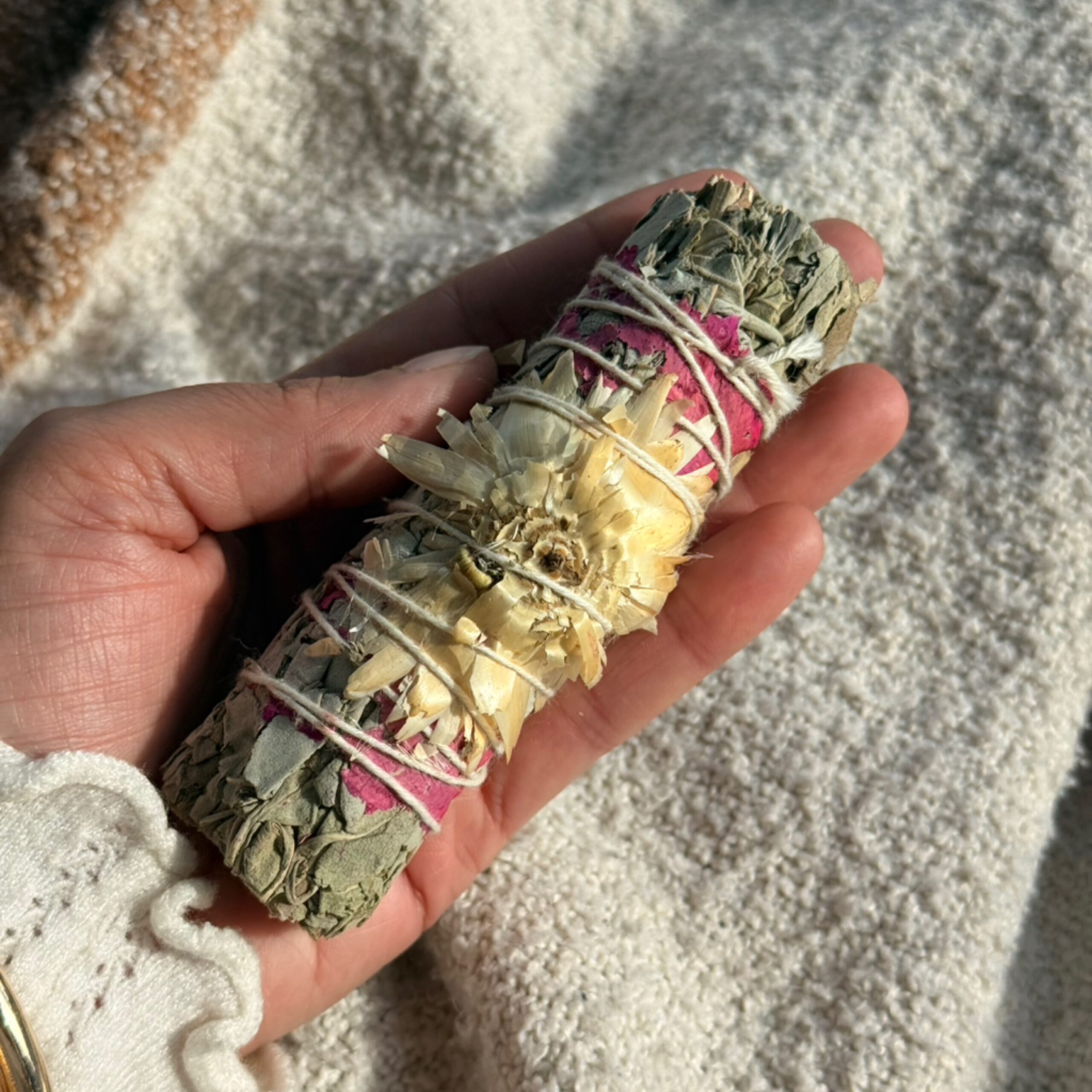 Pristine Pink White Sage Smudge Stick 4"